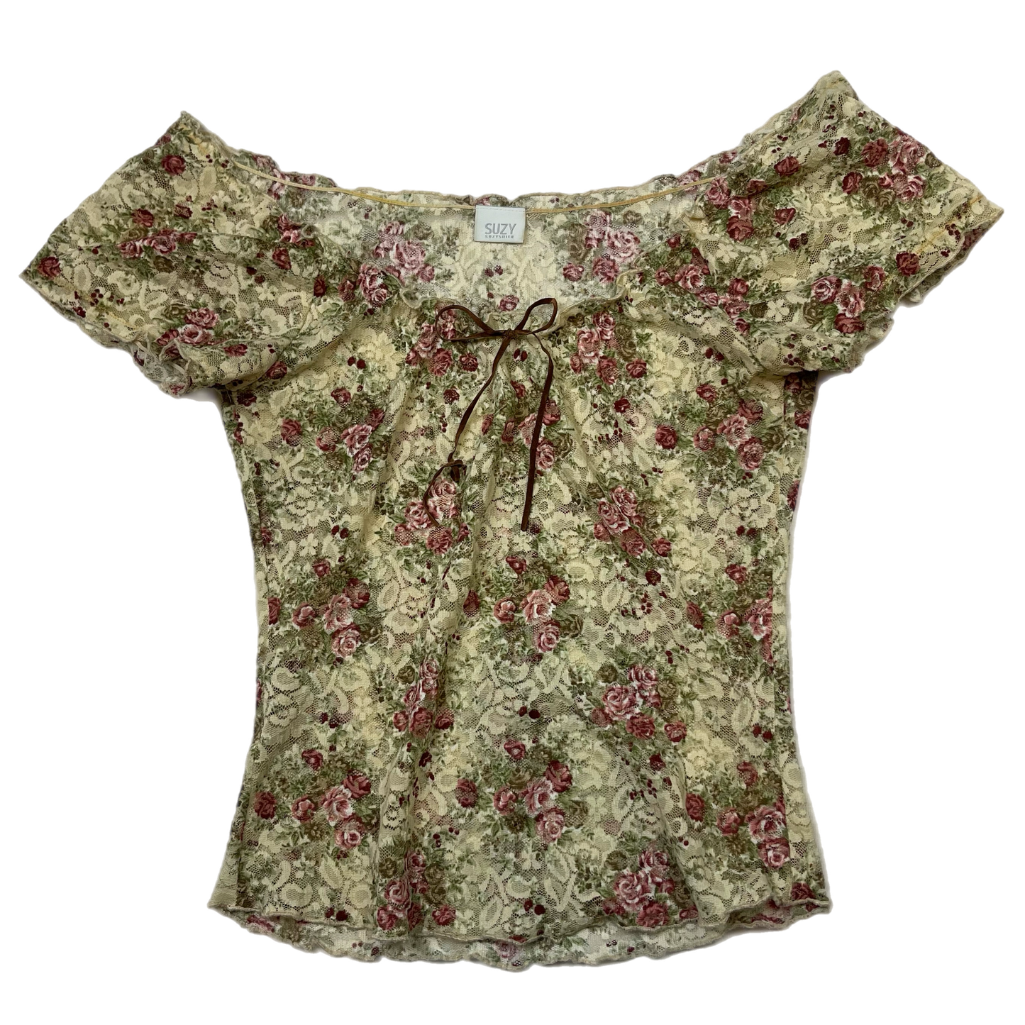 Coquette sheer lace milkmaid top (S)