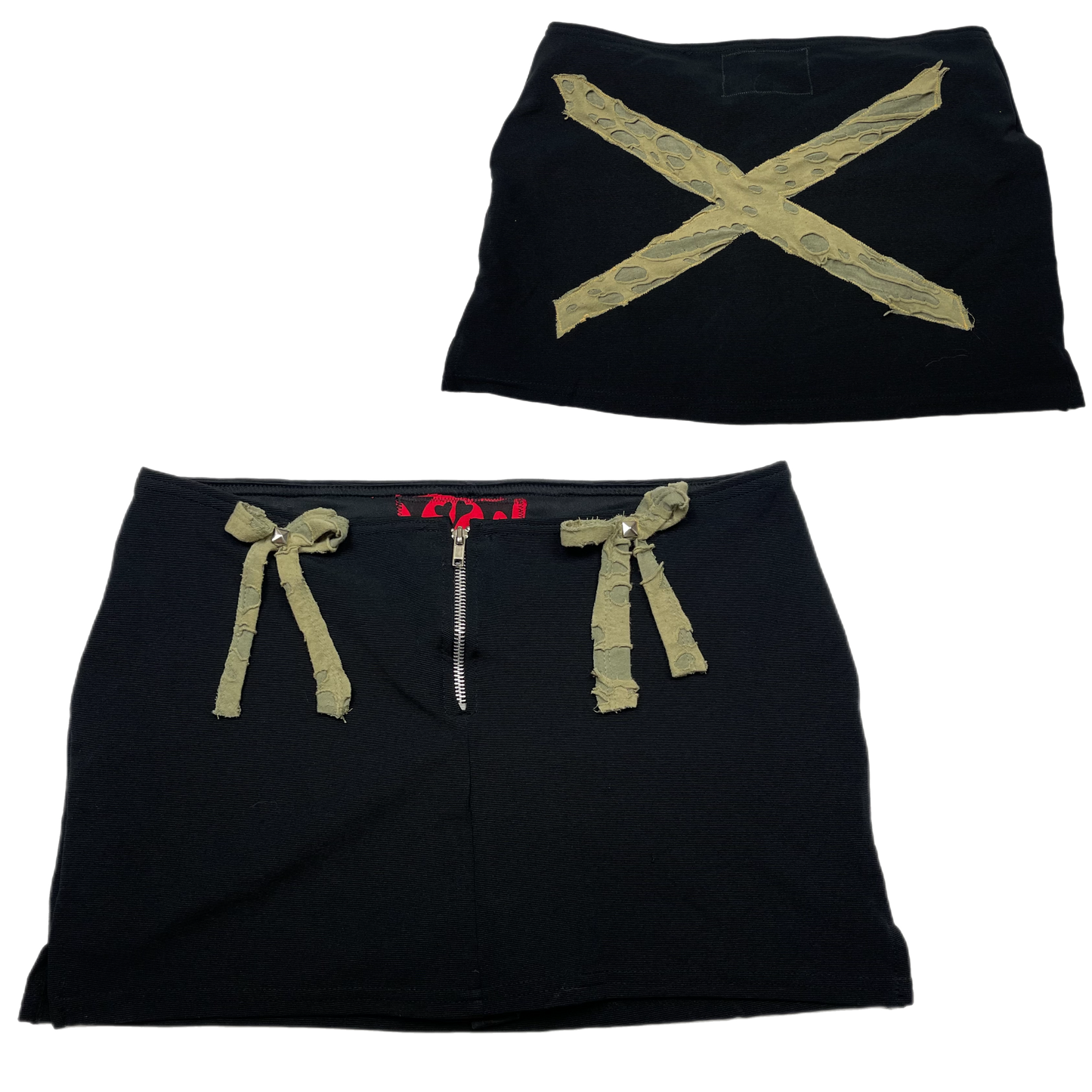 Mallgoth upcycled distressed mini skirt (35”)
