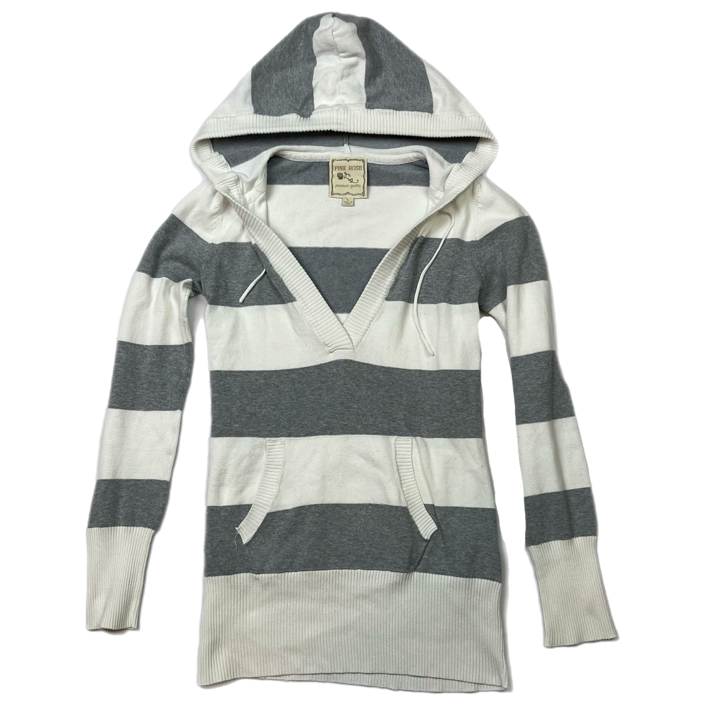 Y2K striped knit hoodie (L)