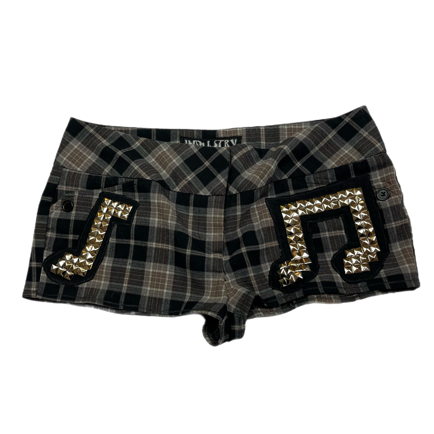 Upcycled music note micro shorts (29”)