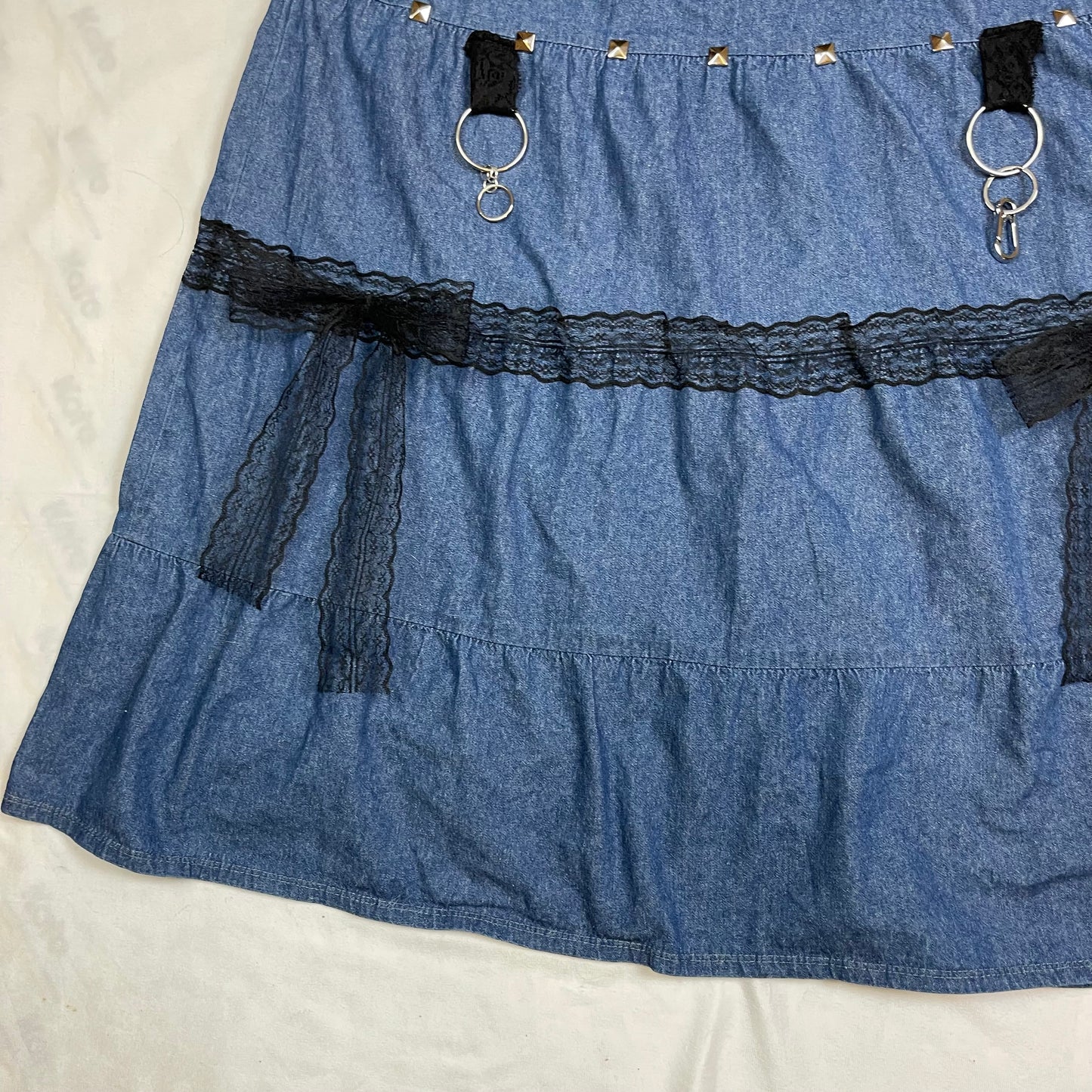 Mallgoth upcycled biohazard maxi skirt (27”)