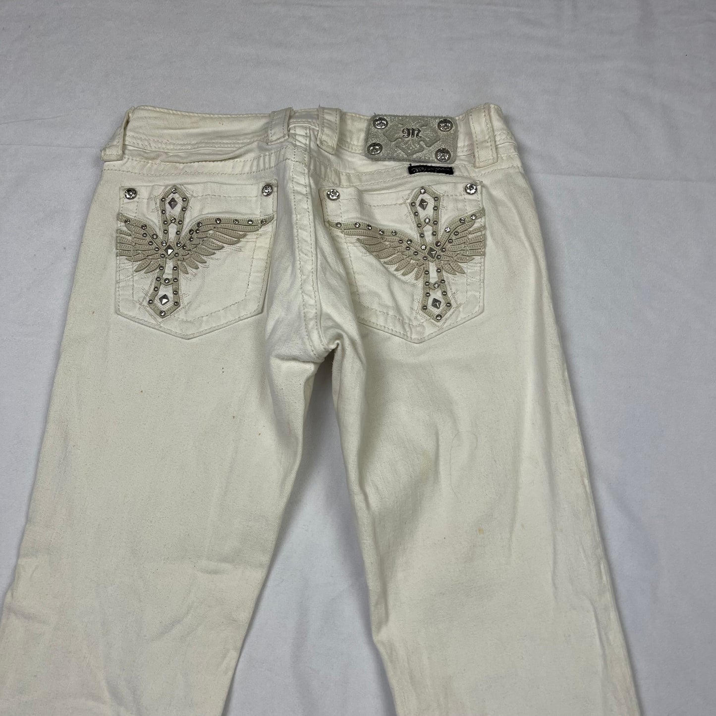 Mcbling white miss me jeans (27”)