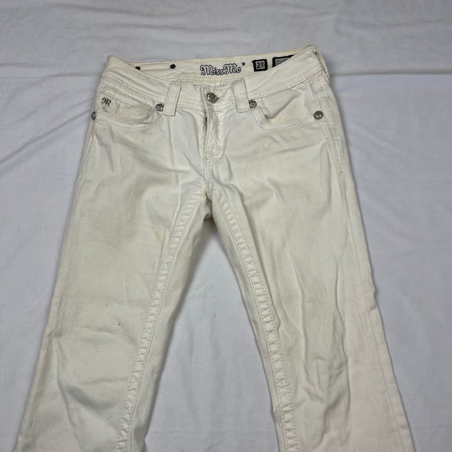 Mcbling white miss me jeans (27”)