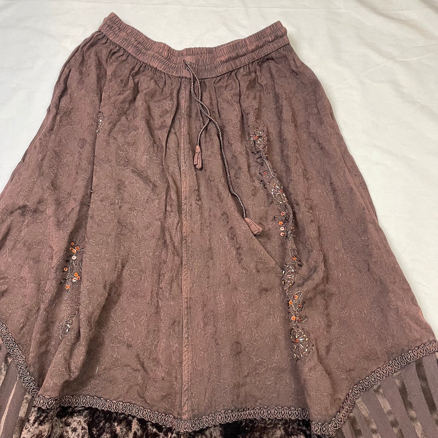 Whimsygoth velvet embroidered maxi skirt (S)