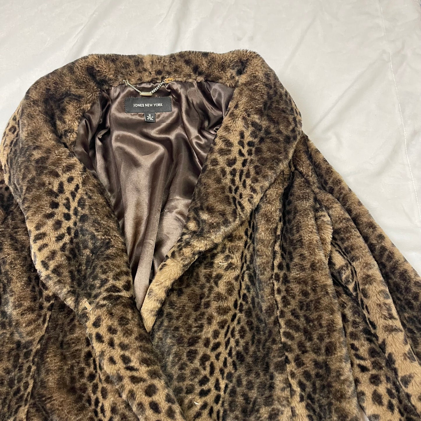 Grunge animal print faux fur coat (M)