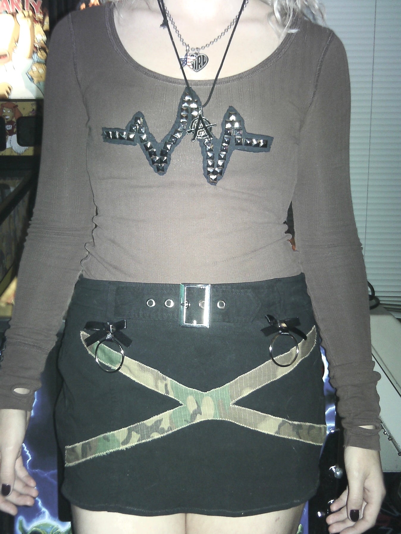Mallgoth X upcycled mini skirt (32”)
