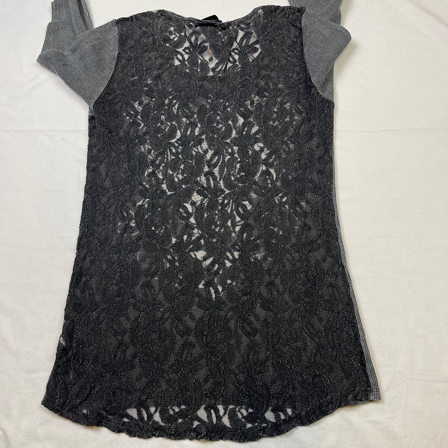Mcbling rhinestone lace long sleeve top (L)