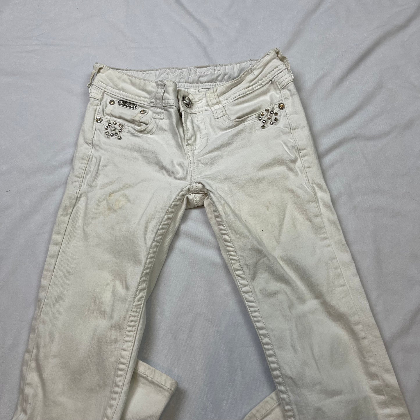 Mcbling low rise white jeans (26”)