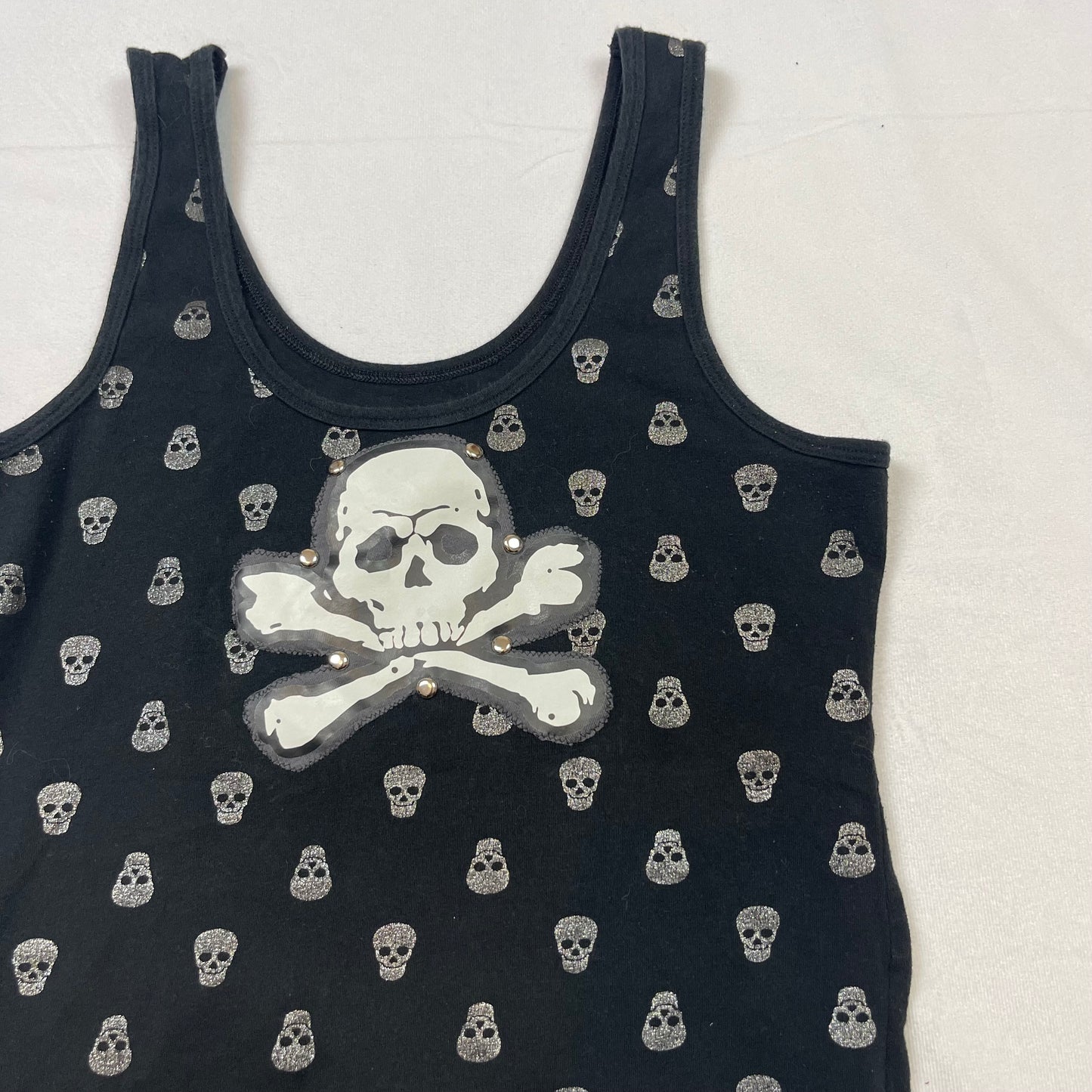 emo upcycled skull tank top (M)