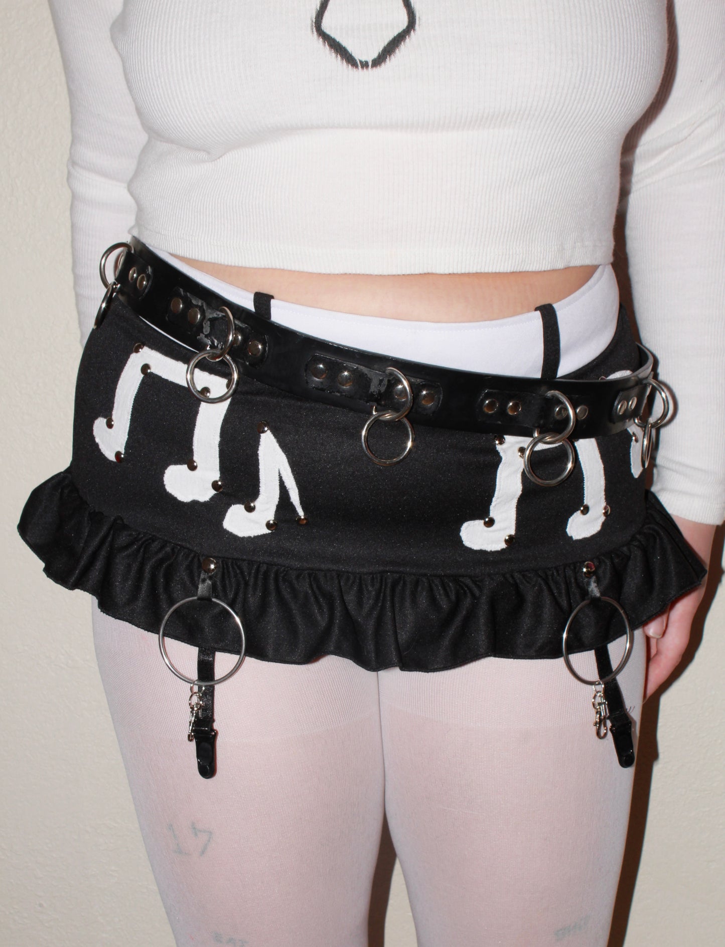 Emo upcycled music note micro skirt (31”)