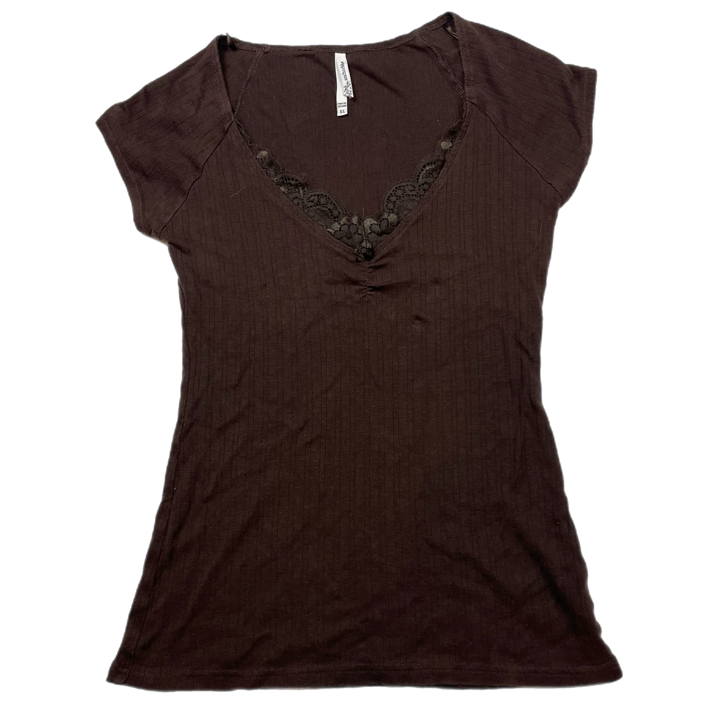 Y2K lace bow fitted top (XL)