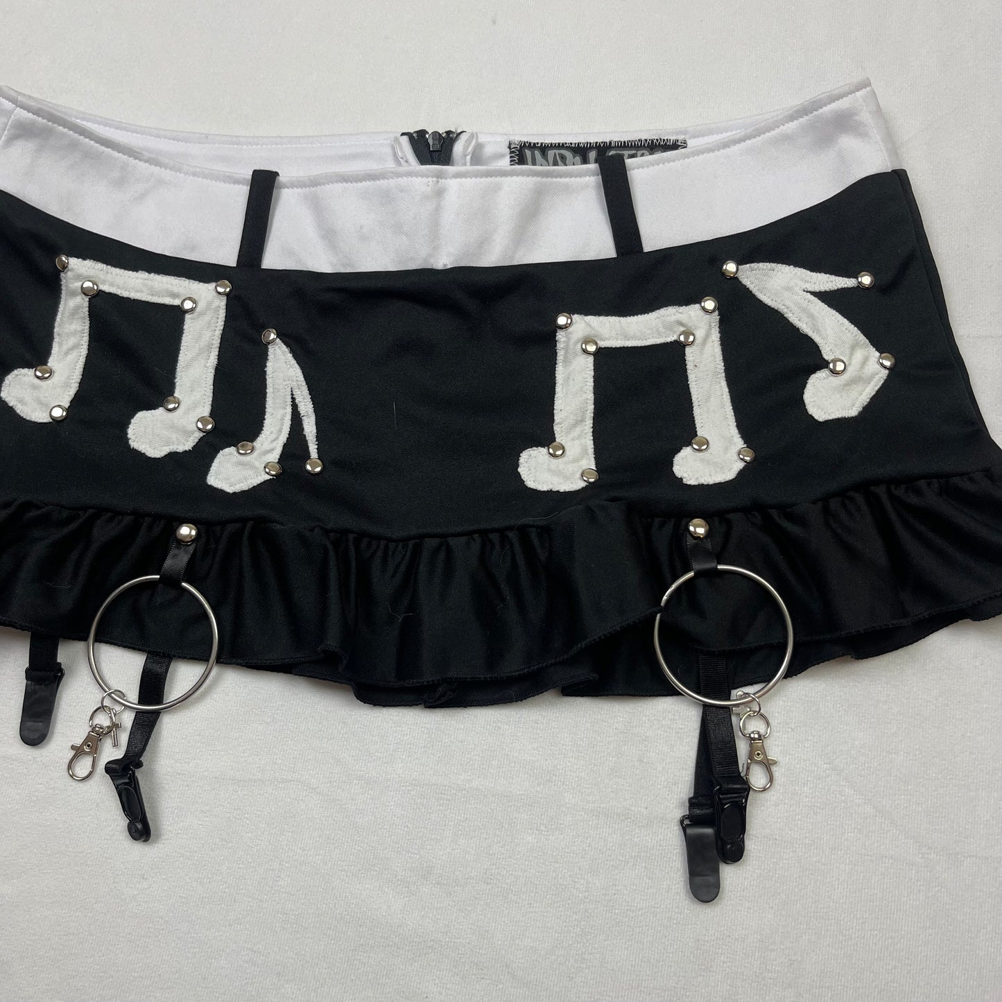 Emo upcycled music note micro skirt (31”)