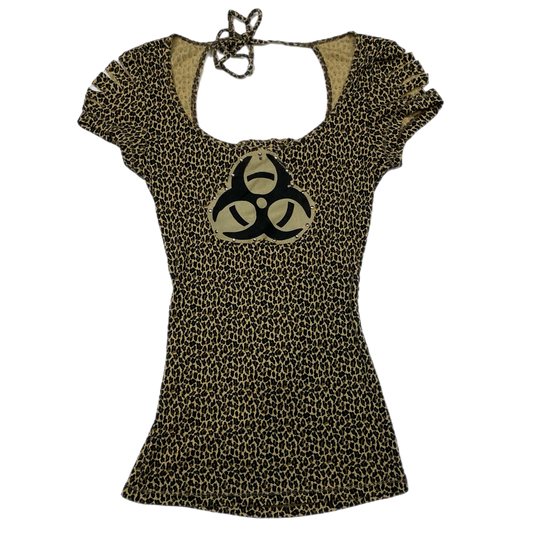 Emo upcycled biohazard cut out top (S)