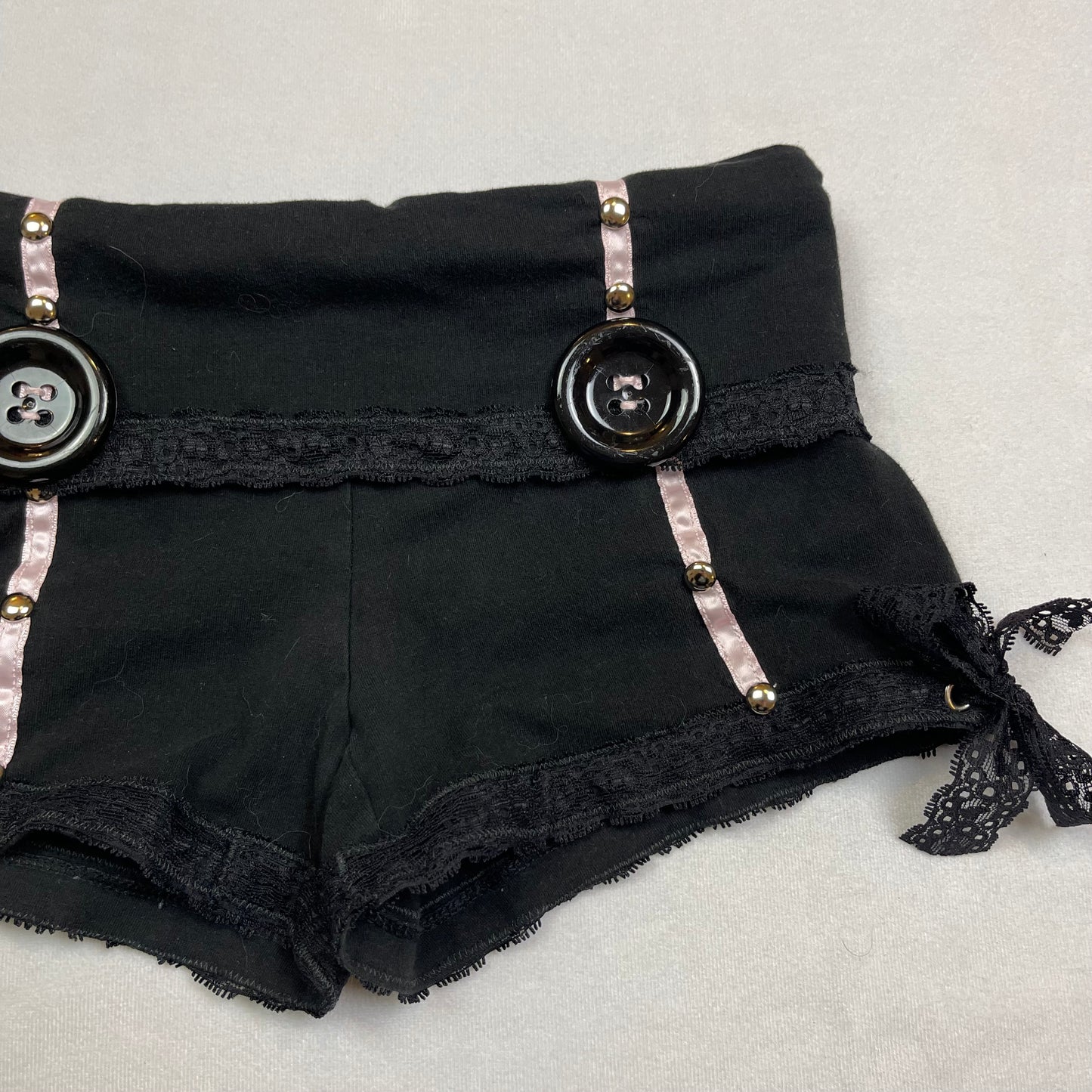 Upcycled fold over mini shorts (S)