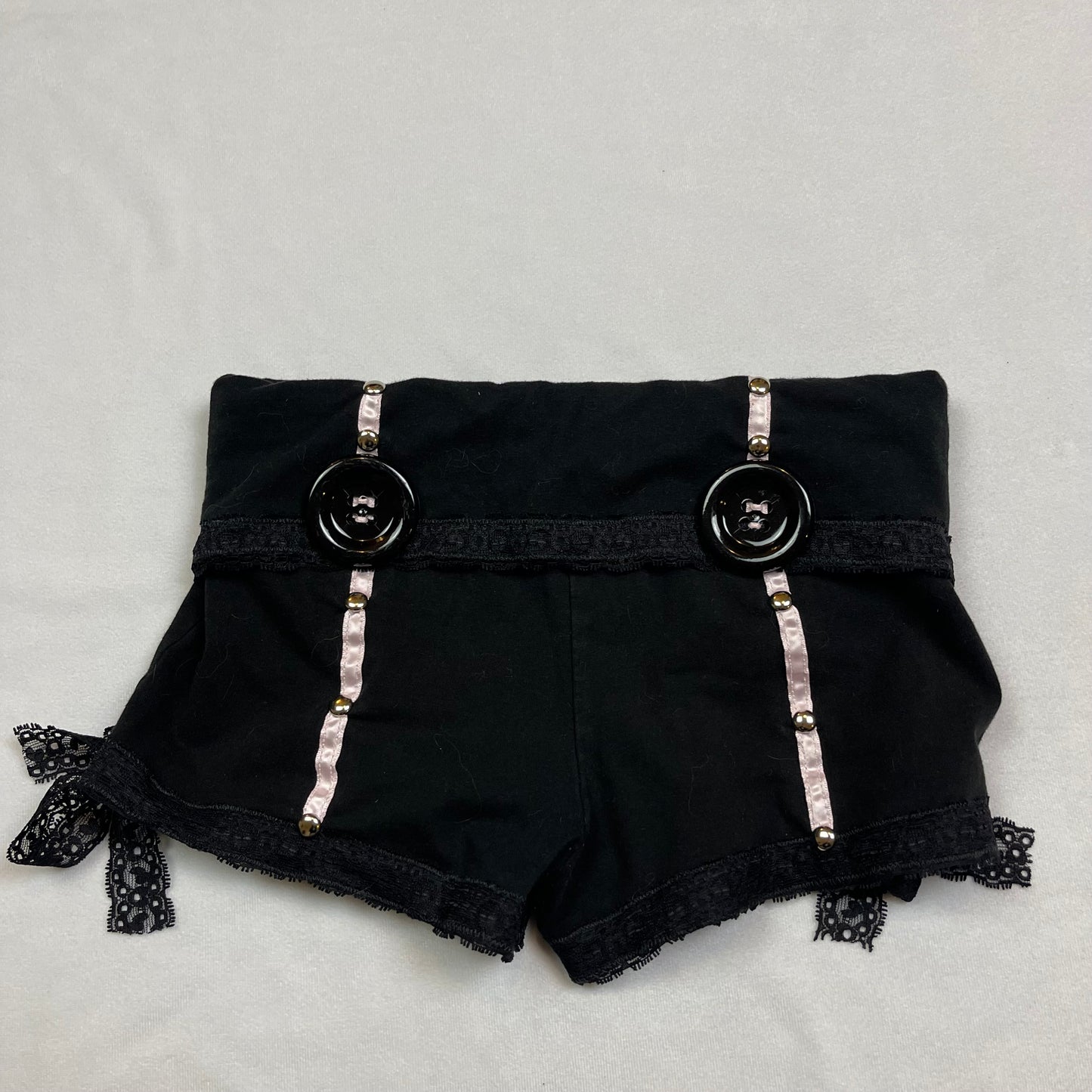Upcycled fold over mini shorts (S)