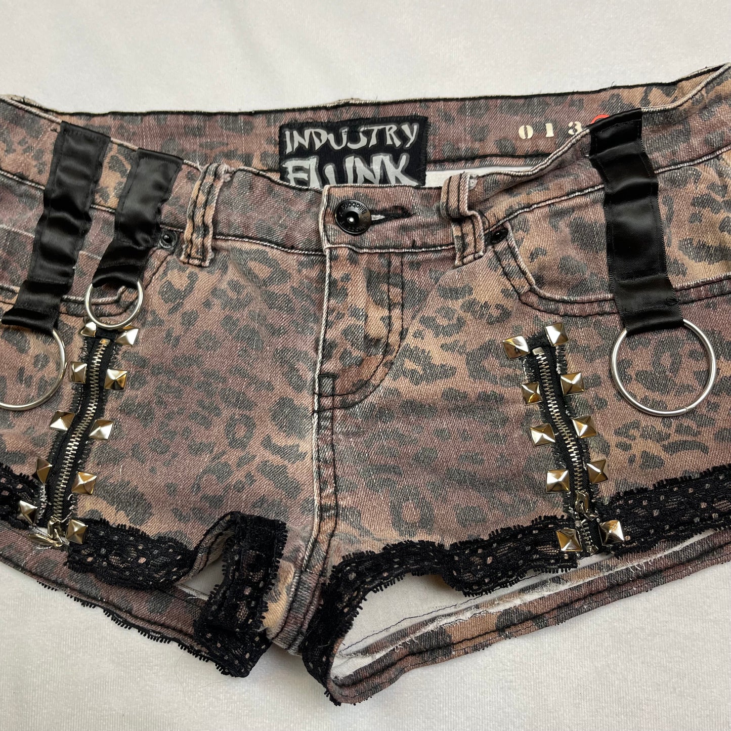 Upcycled animal print micro shorts (29”)