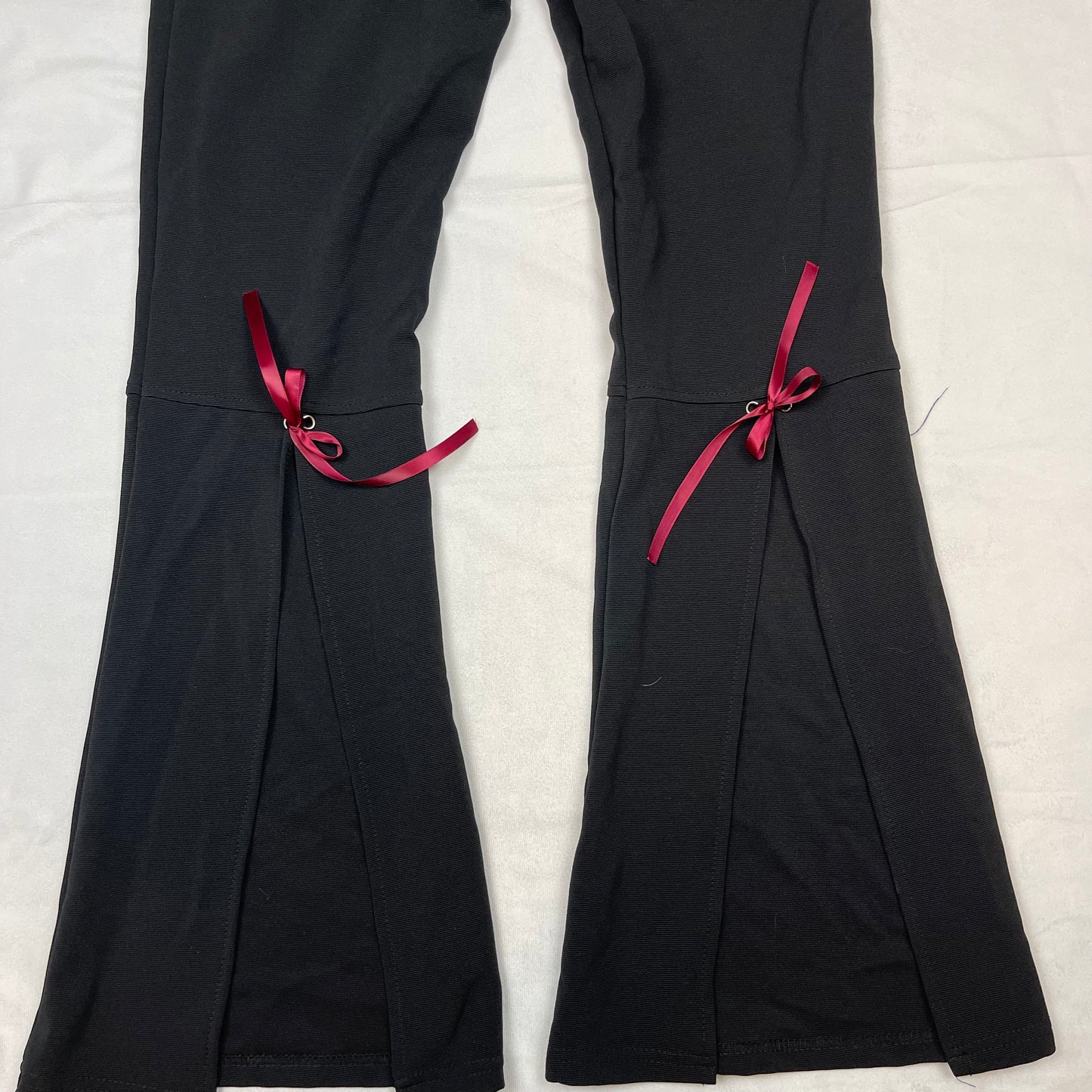 Y2k ribbon slit flare pants (M)