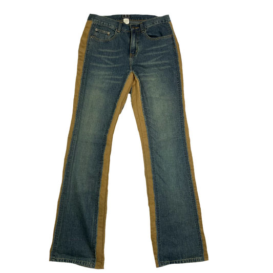 Y2K suede panel jeans (28”)