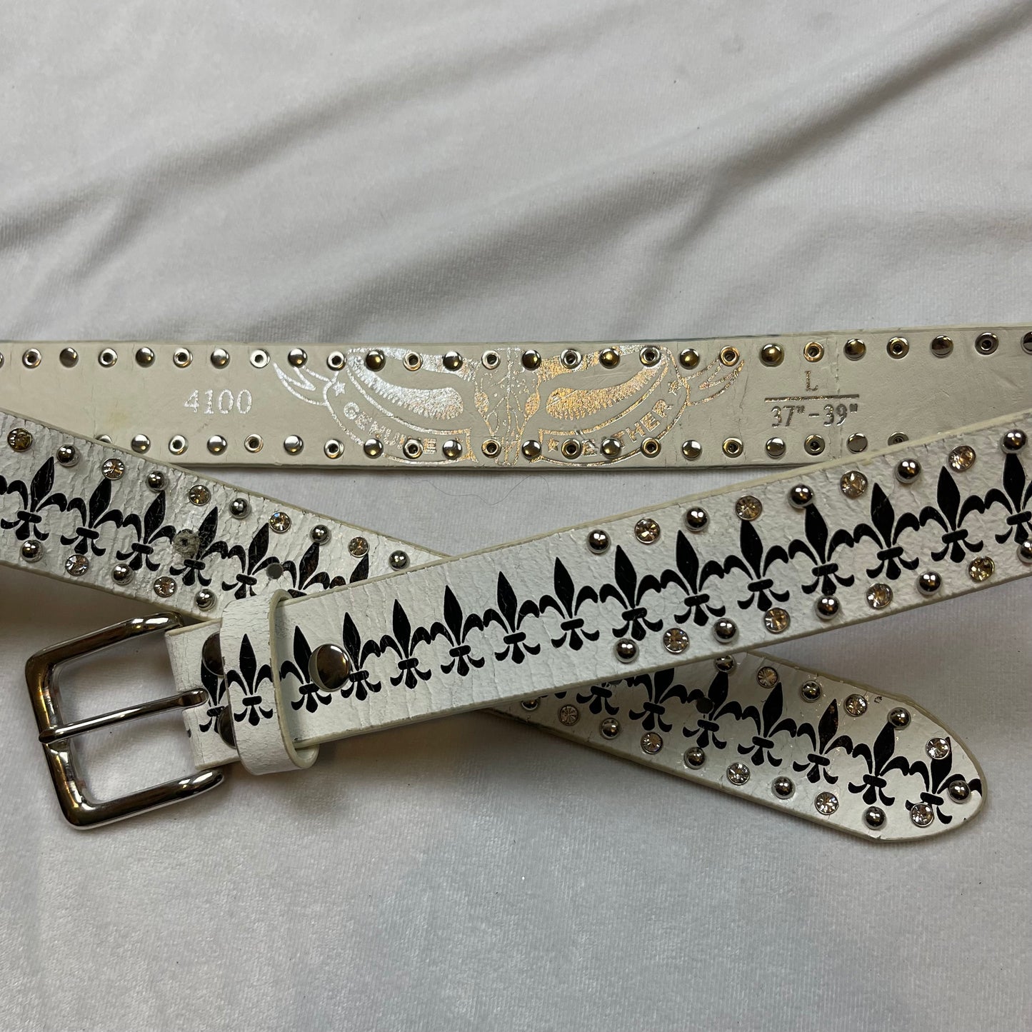 Emo rhinestone graphic leather belt (XL)