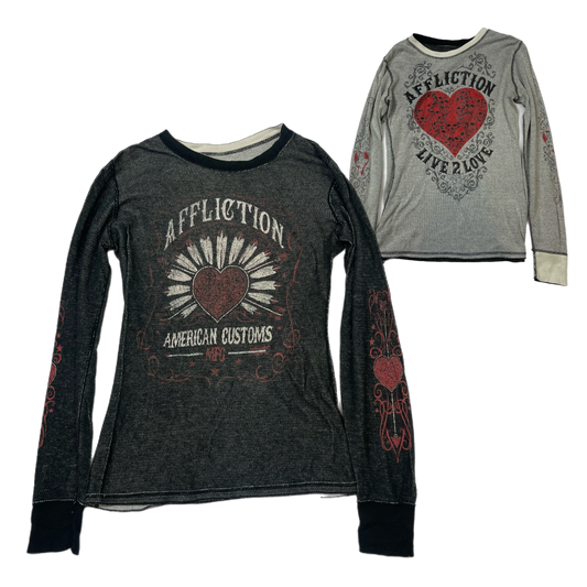 Affliction reversible thermal long sleeve top (L)