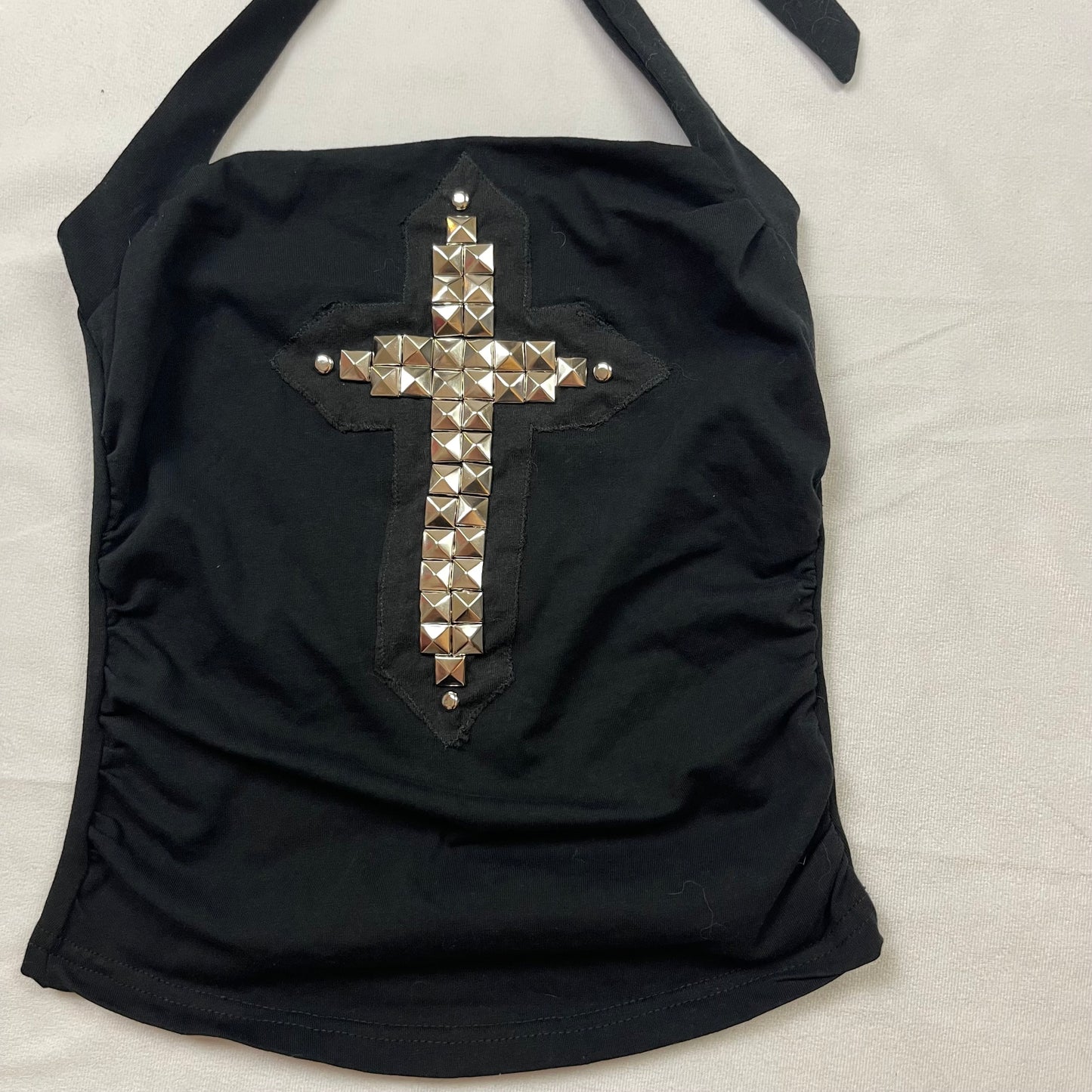 Mallgoth upcycled cross halter top (XS/S)