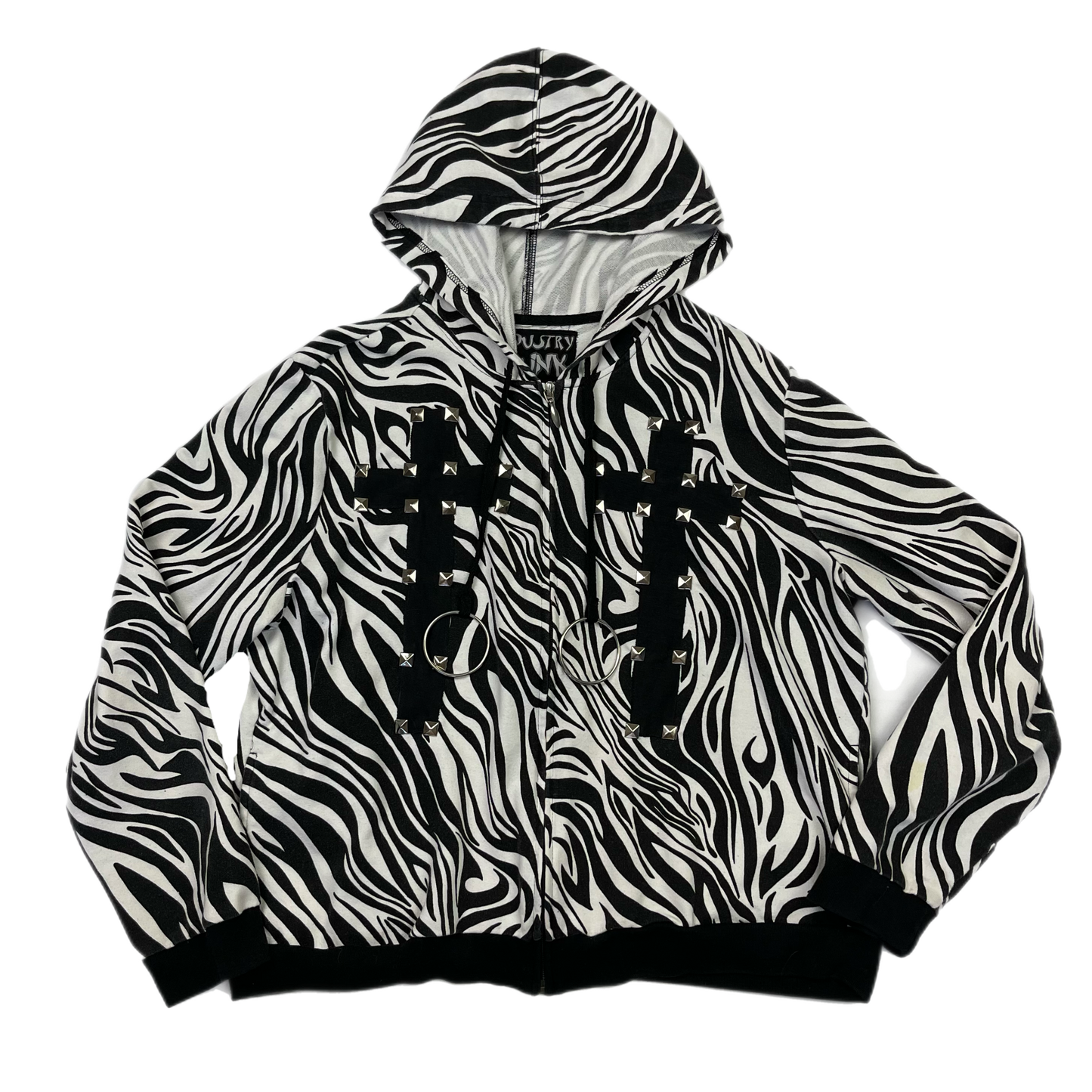 Emo upcycled zebra print hoodie (XL)