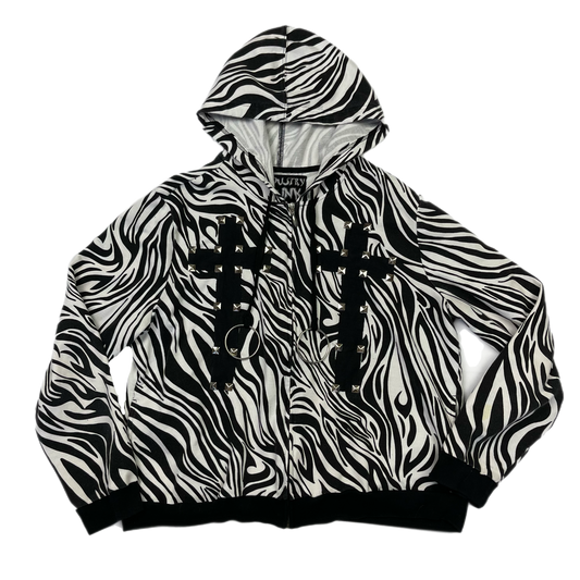 Emo upcycled zebra print hoodie (XL)