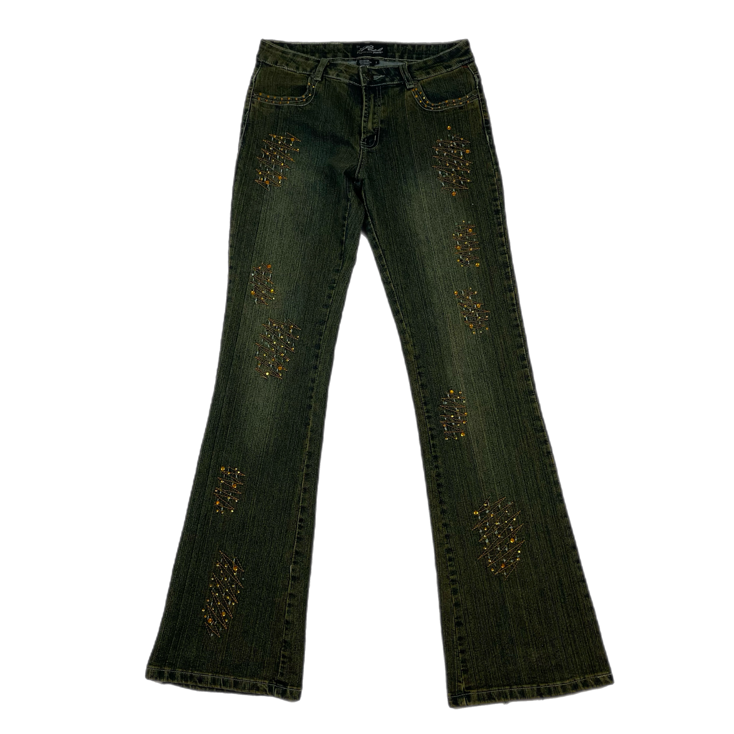 Y2K yellow wash sequence jeans (28”)