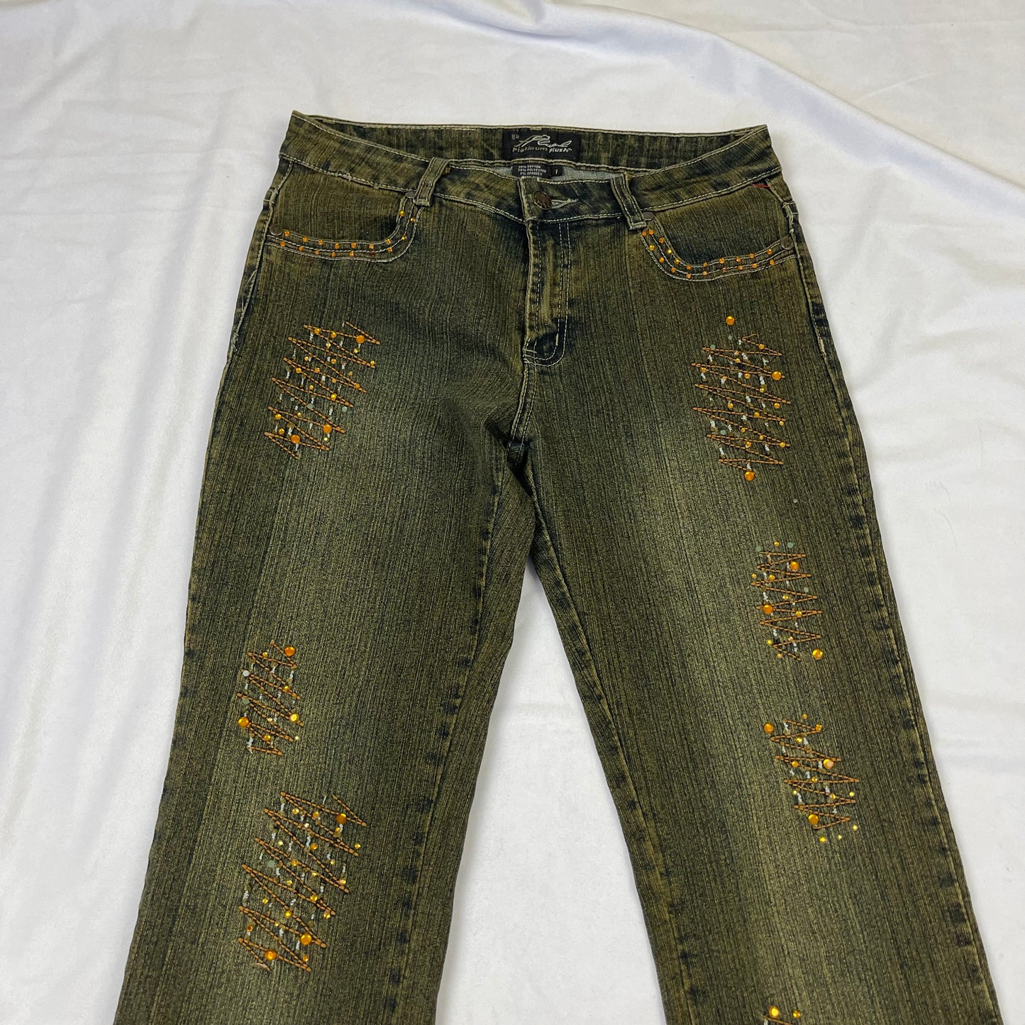 Y2K yellow wash sequence jeans (28”)