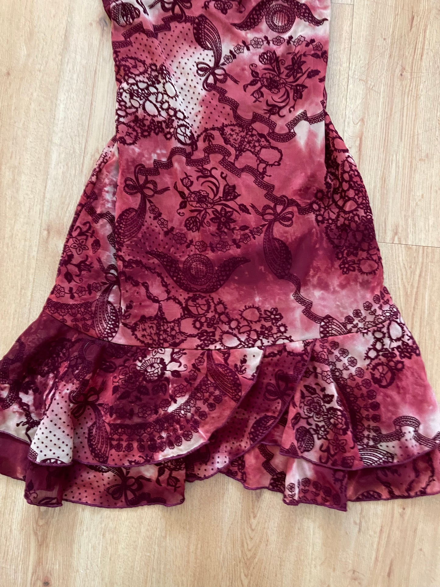 Y2K boho ruffle party dress (XS)