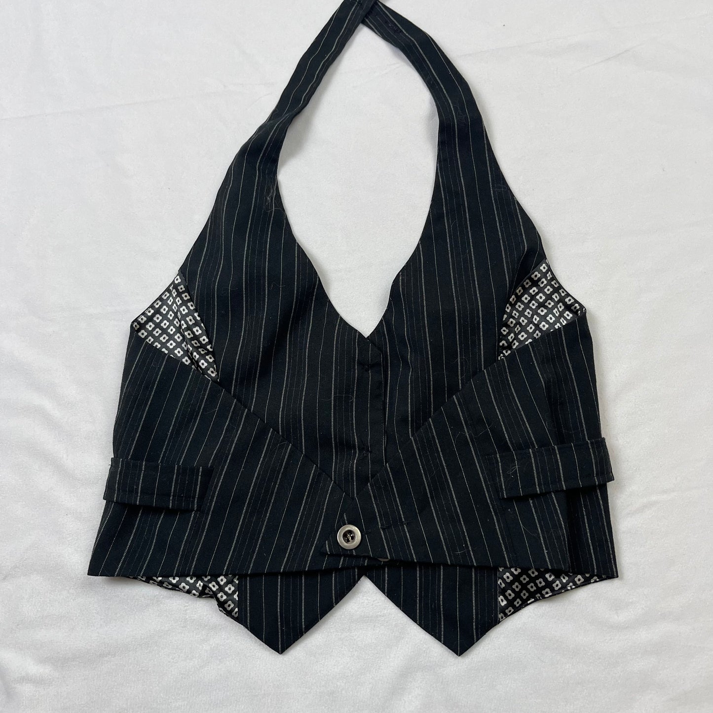 Emo pinstripe graphic vest top (L)