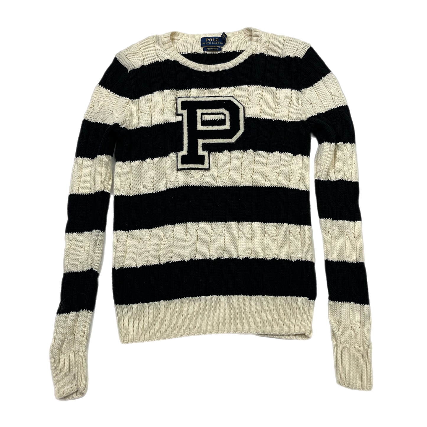 Preppy polo striped knit sweater (S)