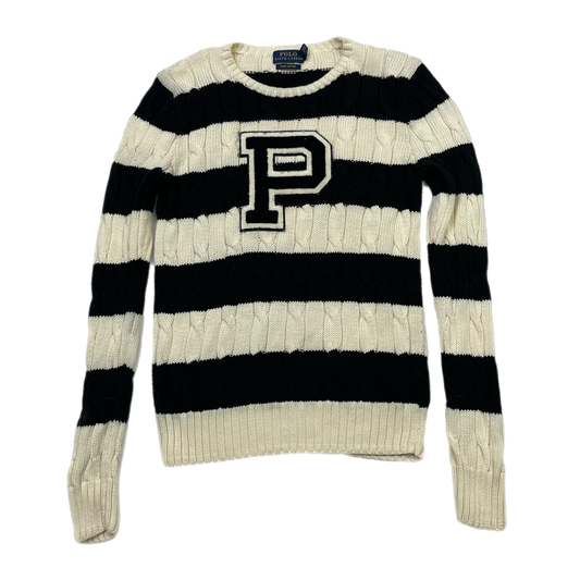 Preppy polo striped knit sweater (S)