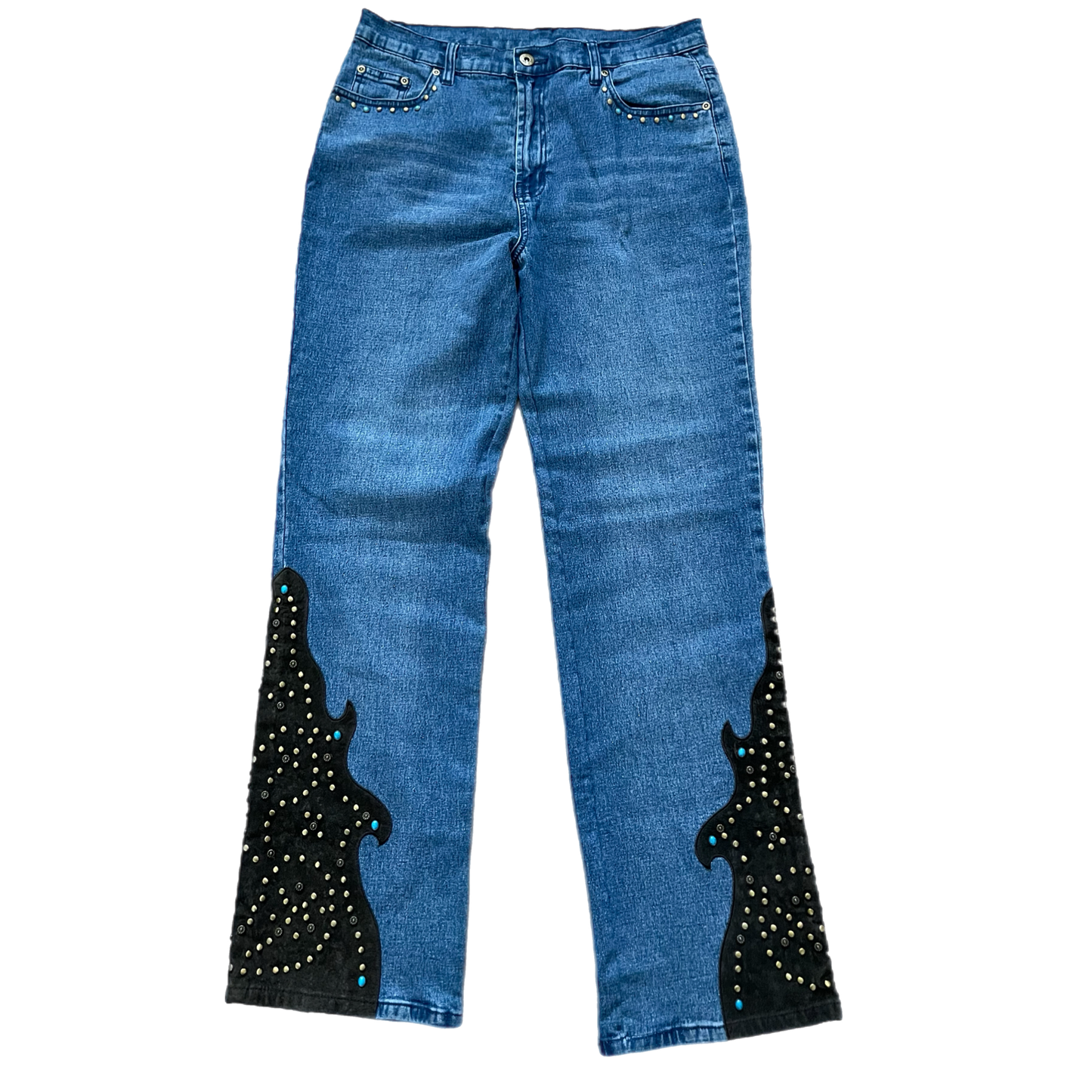 Y2K suede studded western jeans (29”)