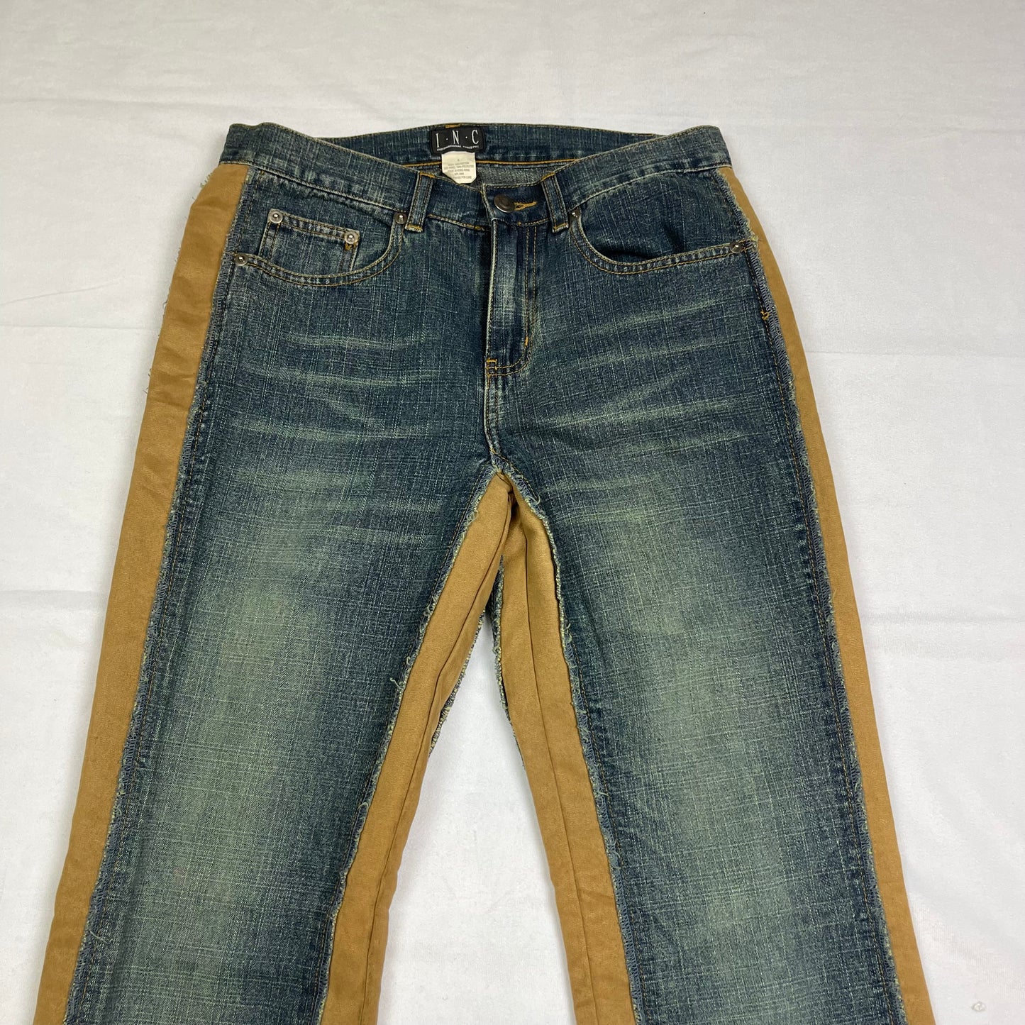 Y2K suede panel jeans (28”)