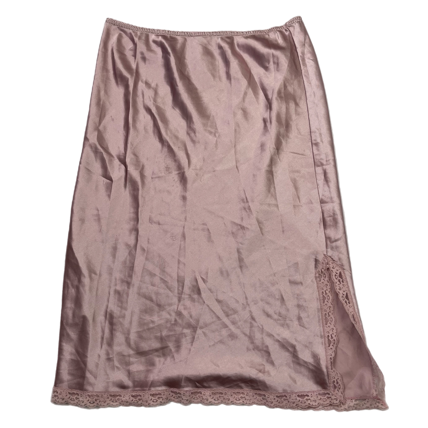 Y2K pale pink silky midi skirt (S)