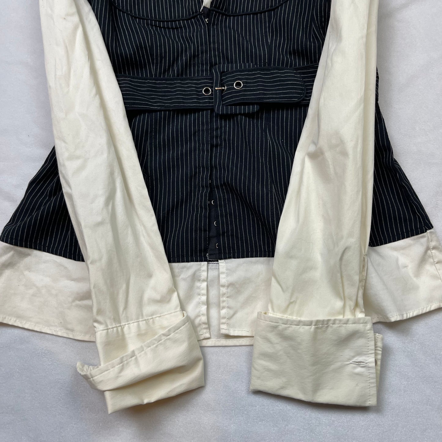 Y2K pinstripe layered blouse (S)