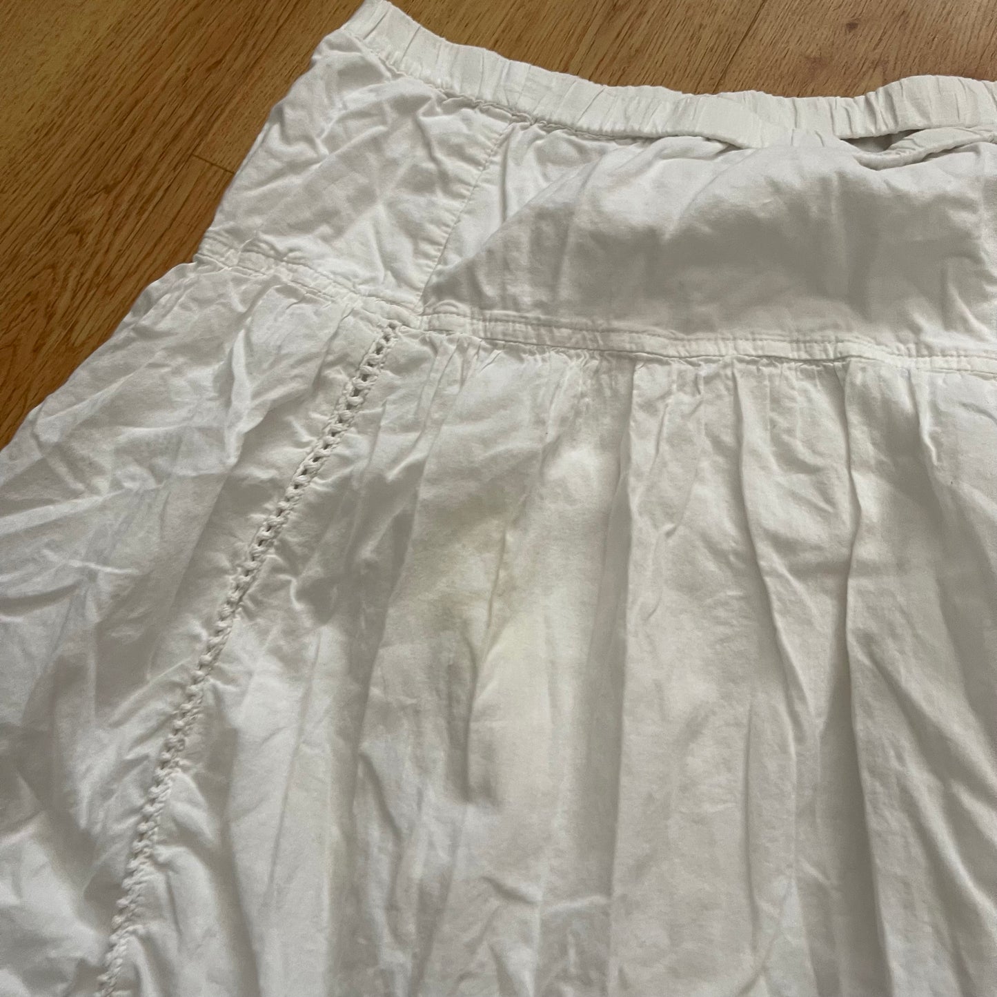 Boho white lace maxi skirt (XL)