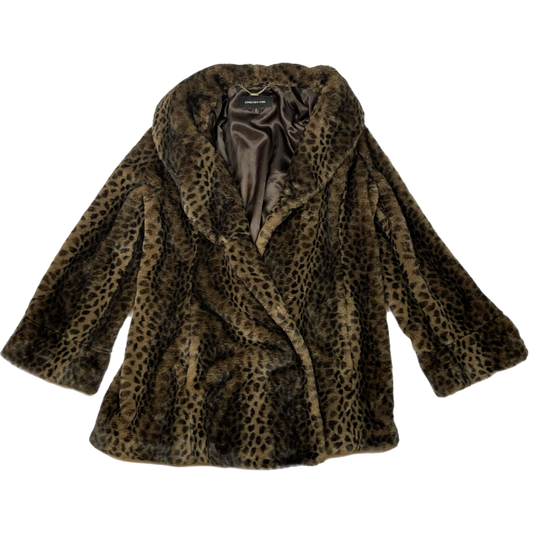 Grunge animal print faux fur coat (M)