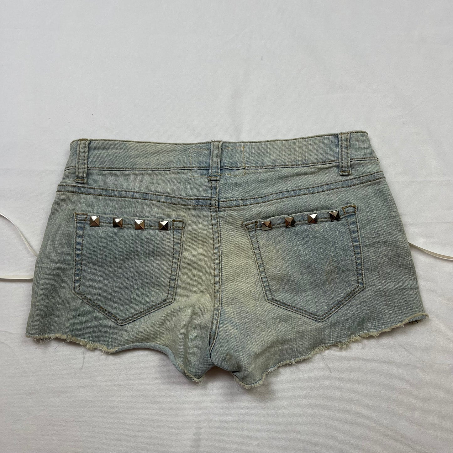 Grunge upcycled distressed mini shorts (M)