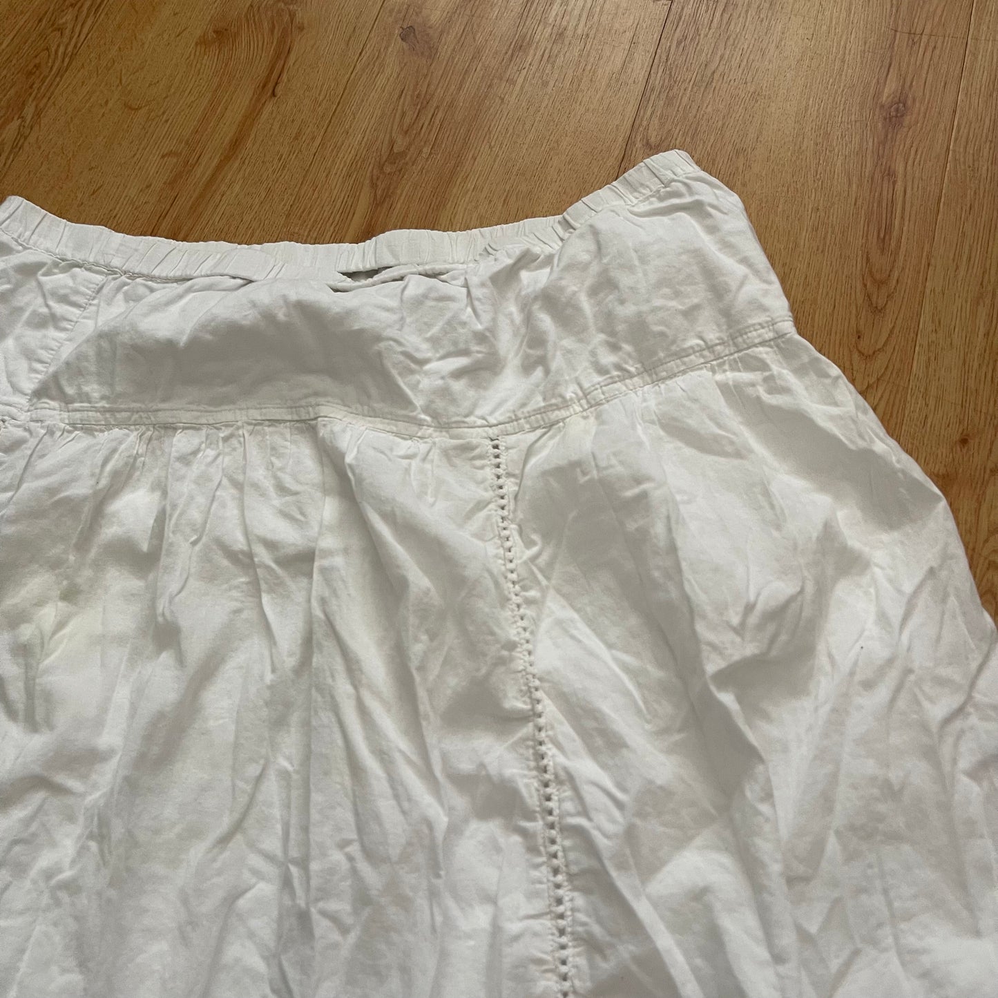 Boho white lace maxi skirt (XL)