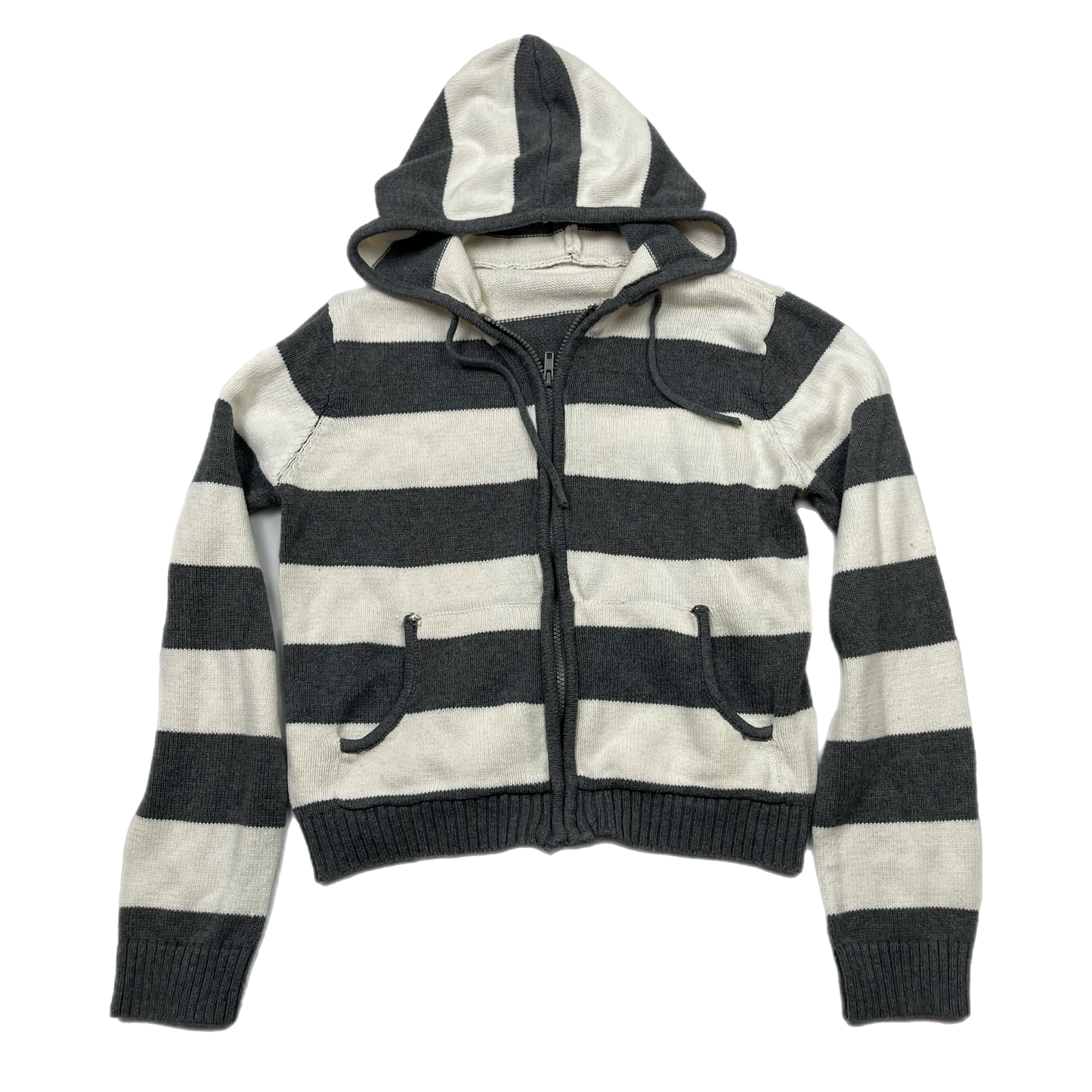 Y2K striped knit hoodie (M)