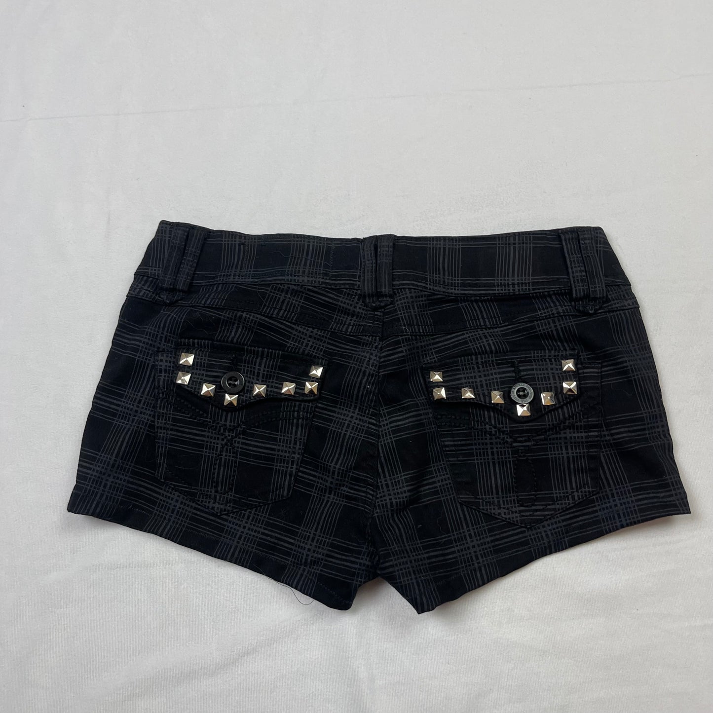 Emo upcycled plaid binary shorts (29”)