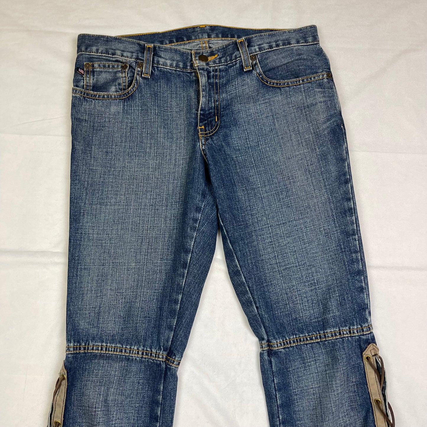 Y2K lace up denim jeans (31”)