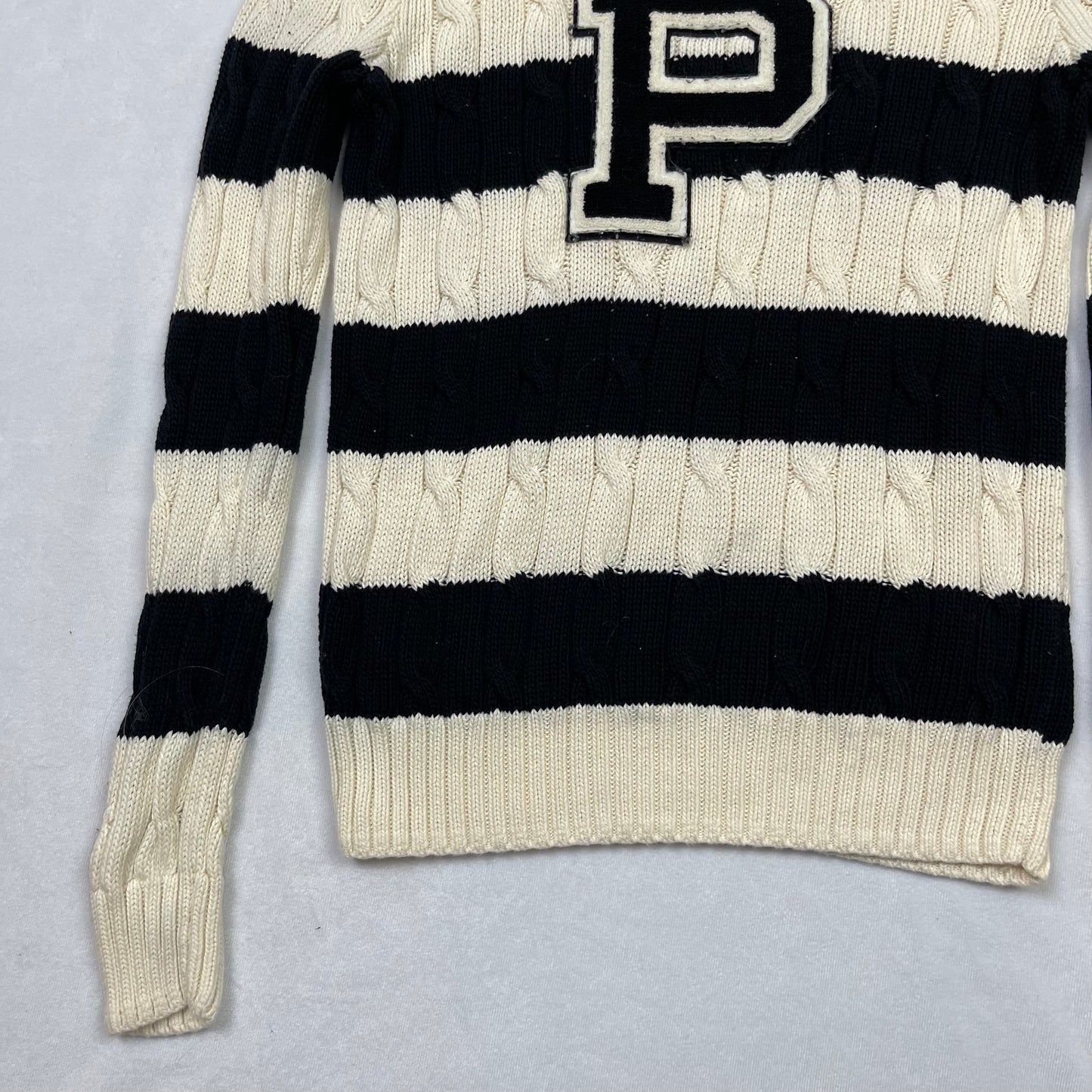 Preppy polo striped knit sweater (S)