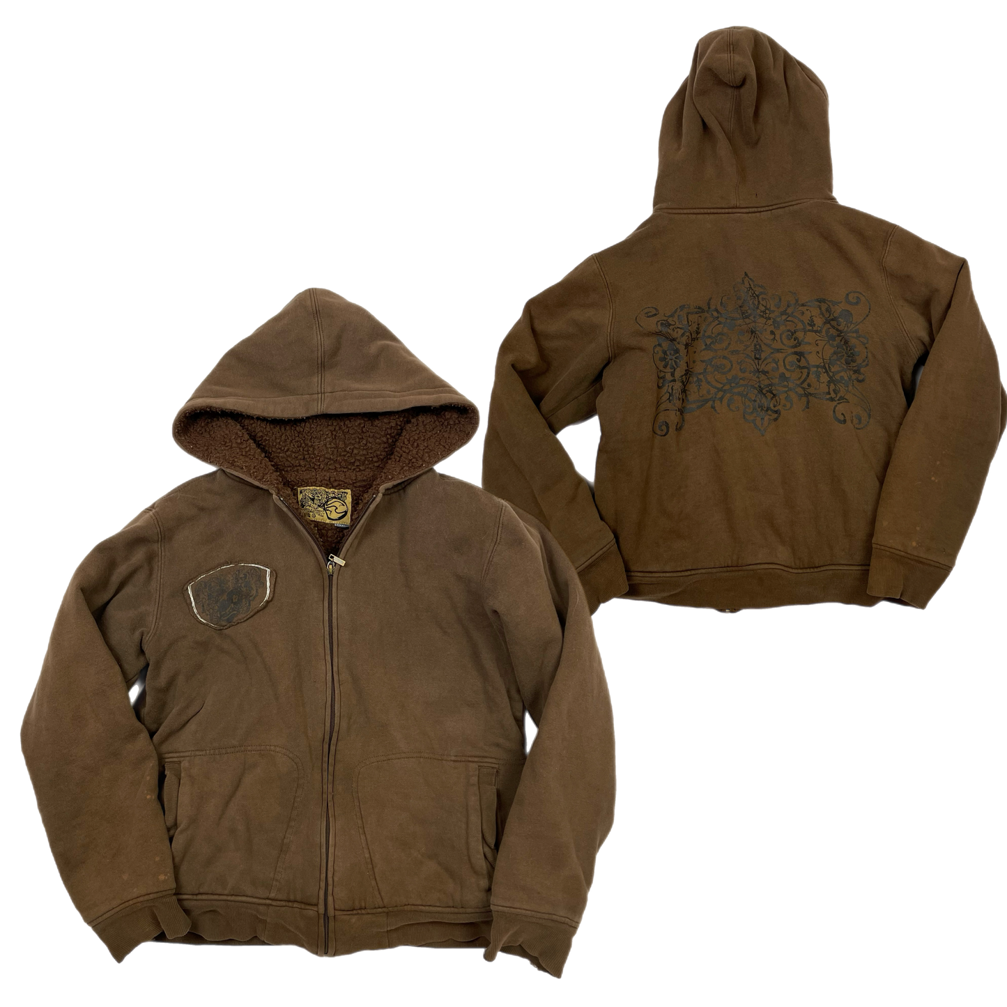 Grunge graphic sherpa lined hoodie (S)