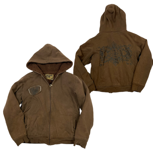 Grunge graphic sherpa lined hoodie (S)