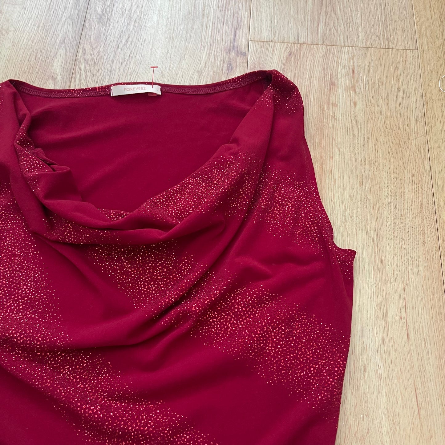 Y2K glitter cowl neck party top (S)