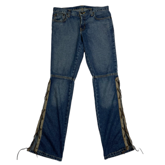 Y2K lace up denim jeans (31”)