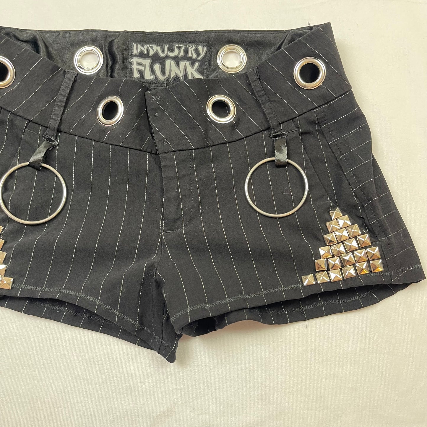 Emo upcycled grommet mini shorts (28”)